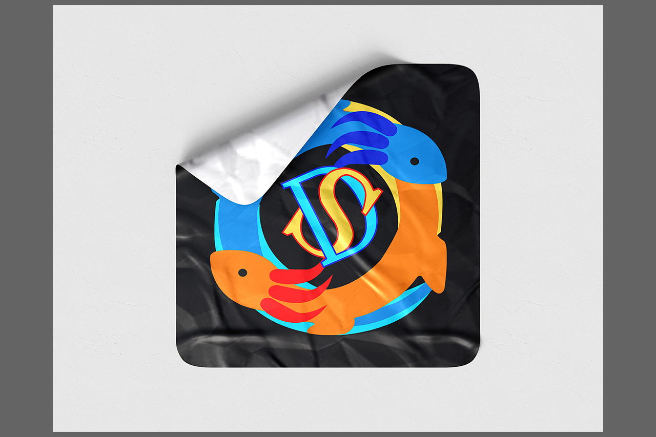 Mockup en Pegatina Negra